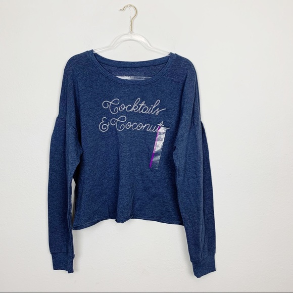 Zoe + Liv Tops - Zoe + Liv Cocktails & Coconuts Cropped Sweatshirt